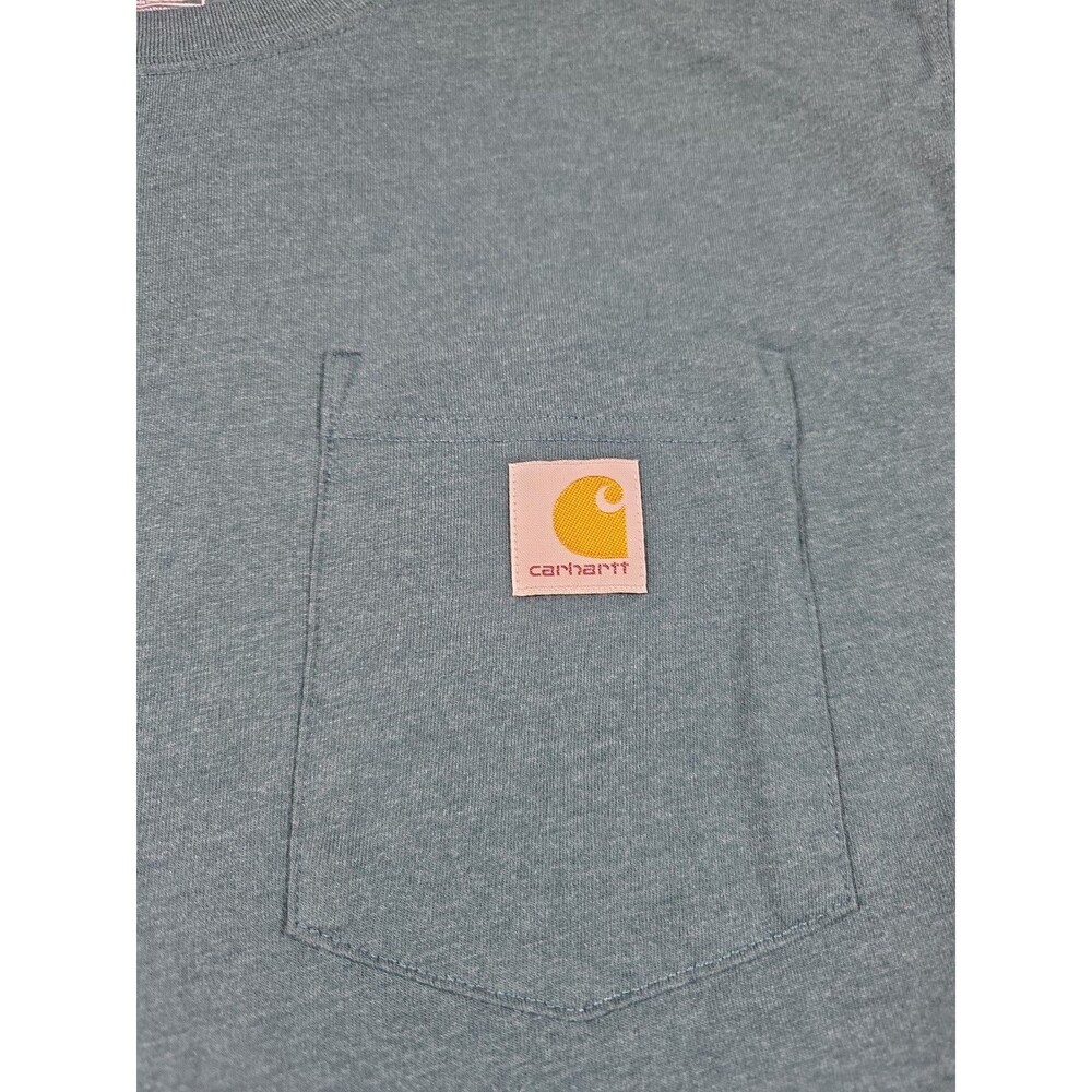 Carhart 2XL Short Sleeve T Shirt Relaxed Fit Model TK7523-M Green Pocket T Logo - Picture 2 of 7